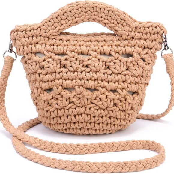 Chic Women's Straw Beach Bag - Hand-Knitted Woven Cotton Purse for Summer - Picture 4 of 8